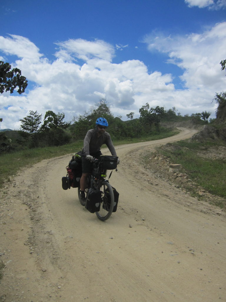 Andrew carefully navigating the steep descent into Peru.